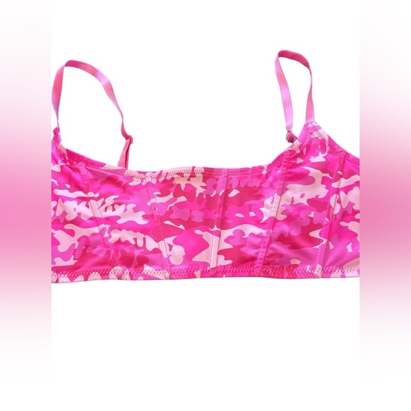 NWT Skims Signature Swim Corset Bikini Top in Pink Camo Sz XL - Picture 2 of 4